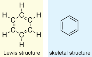 Benzene Lewis and skeletal structures